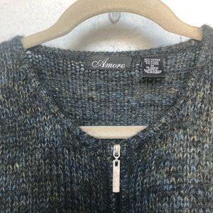 AMORE Cardigan/Sweater Mohair Zipper Front. Size M
